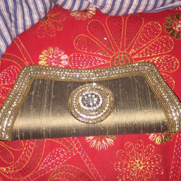 Gold Clutch With Stones - Picture 1 of 5